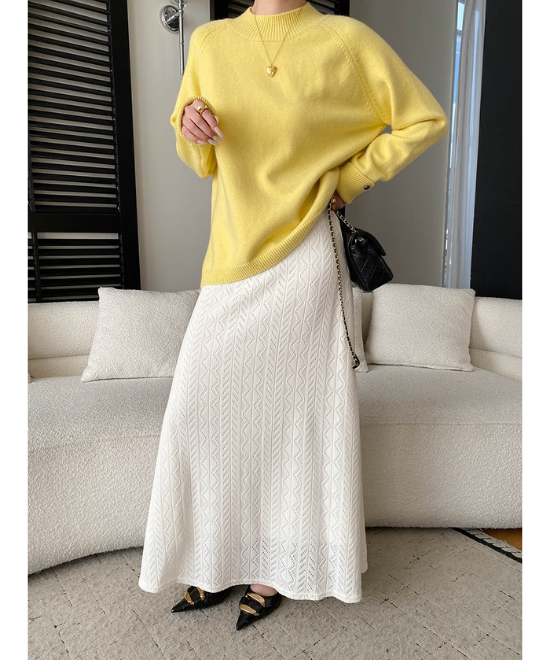 レース編みハイウエストロングスカート
