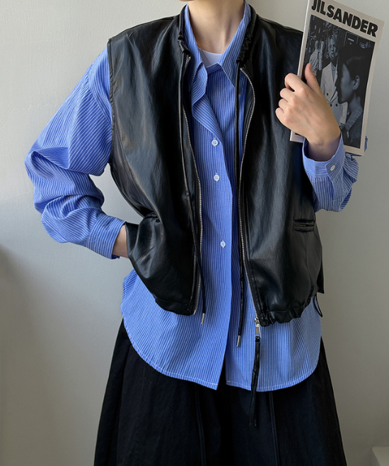 リボンタイレザーベスト