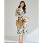 フラワーアートプリントワンピース