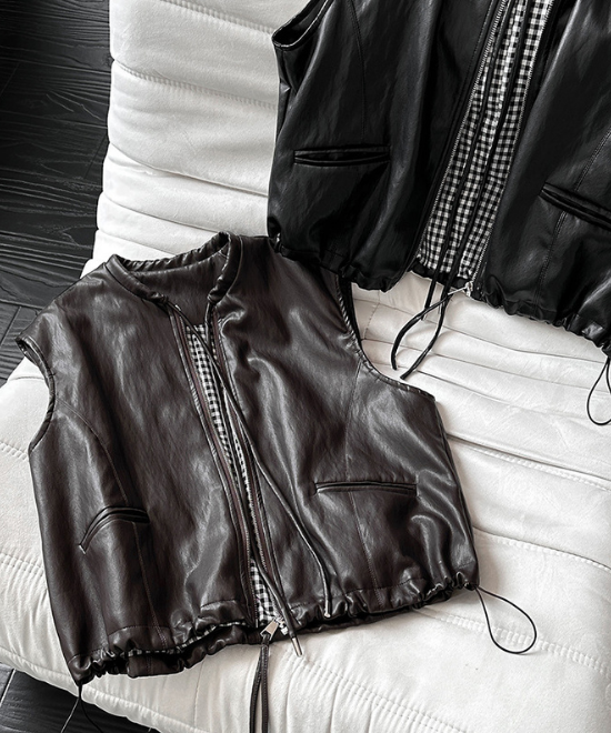 リボンタイレザーベスト