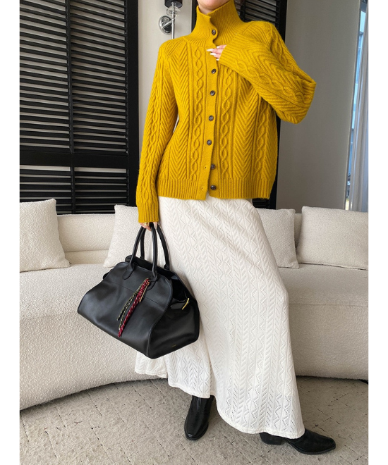 レース編みハイウエストロングスカート