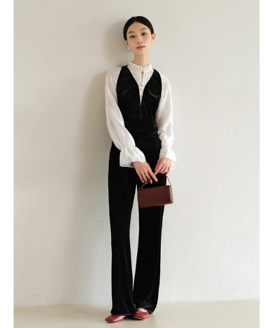 ベルベットフェイクツーピースジャンプスーツ