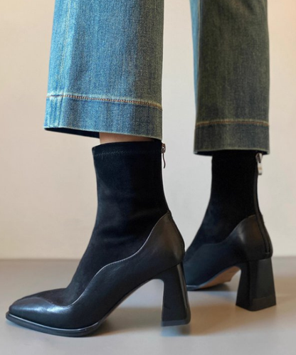 コントラストスクエアトゥブーツ