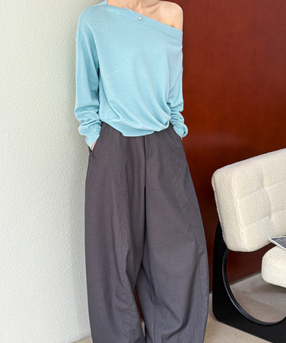 オフショルダーニットトップス