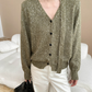 Vネックミックスニットカーディガン