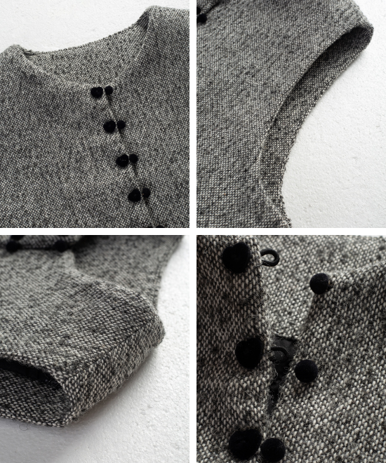 ベルベットプリーツヘムツイードベスト