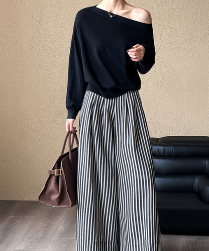 オフショルダーニットトップス