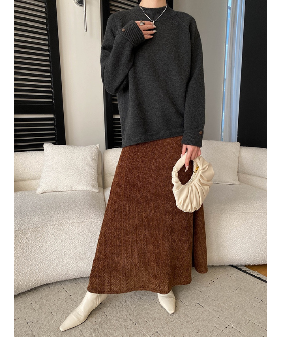 レース編みハイウエストロングスカート