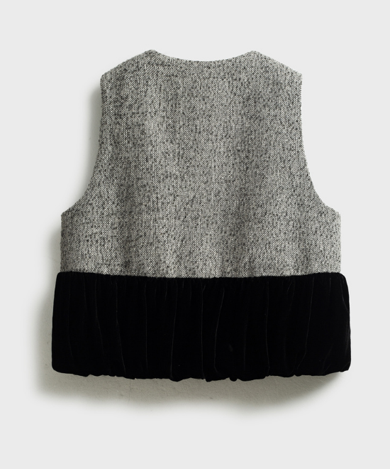 ベルベットプリーツヘムツイードベスト