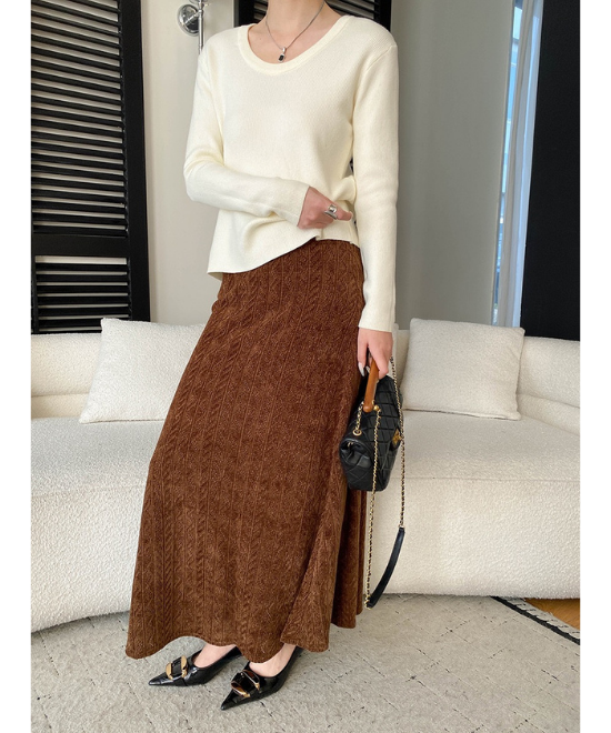 レース編みハイウエストロングスカート