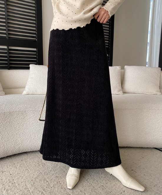 レース編みハイウエストロングスカート