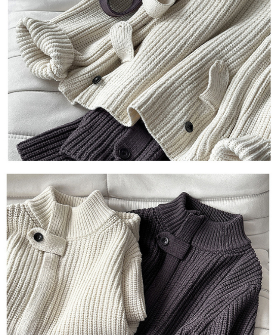 スタンドアップカラーベルトジップカーディガン