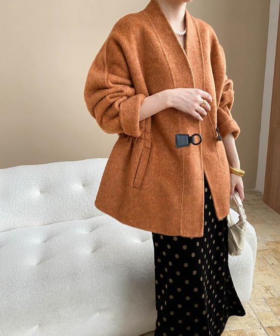 プリーツウエストスリムウールジャケット