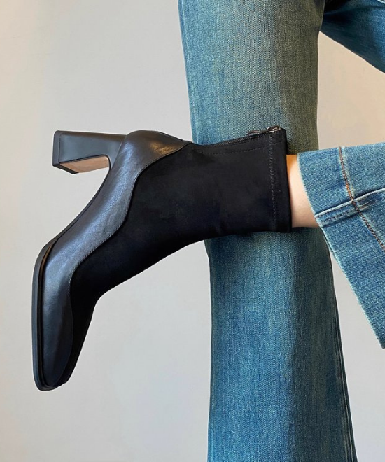 コントラストスクエアトゥブーツ