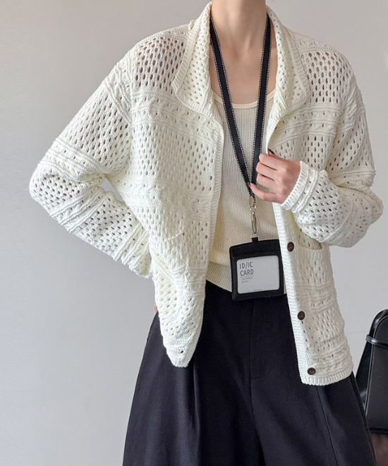 カギ編みニットルーズカーディガン