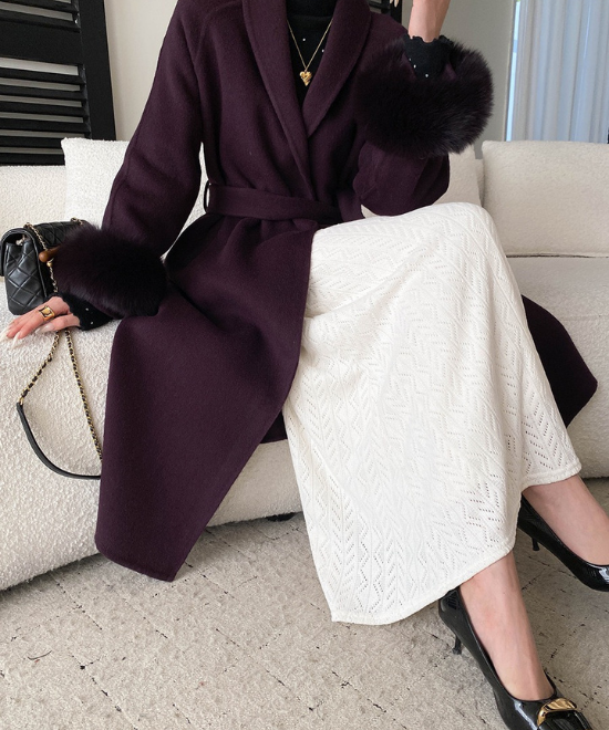 レース編みハイウエストロングスカート