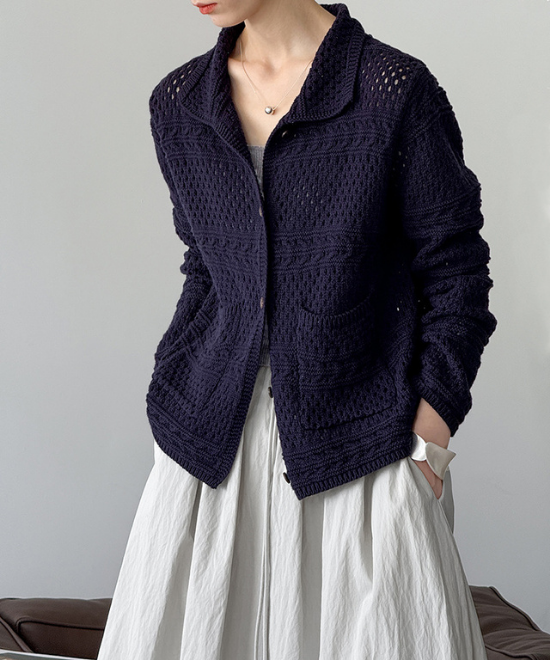 カギ編みニットルーズカーディガン