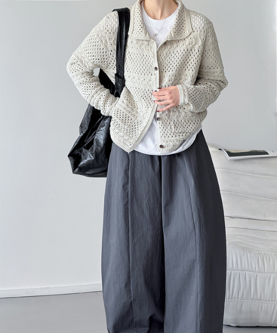 カギ編みニットルーズカーディガン