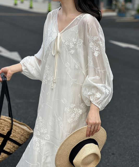 シアーフラワーレースワンピース