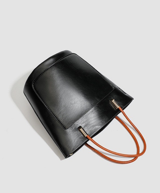 バイカラーハンドルバケットバッグ