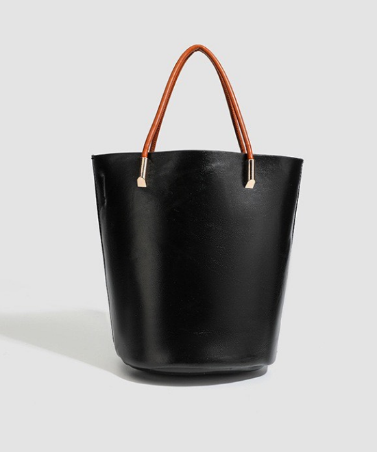 バイカラーハンドルバケットバッグ