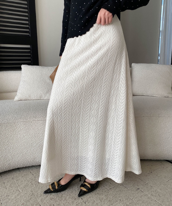 レース編みハイウエストロングスカート