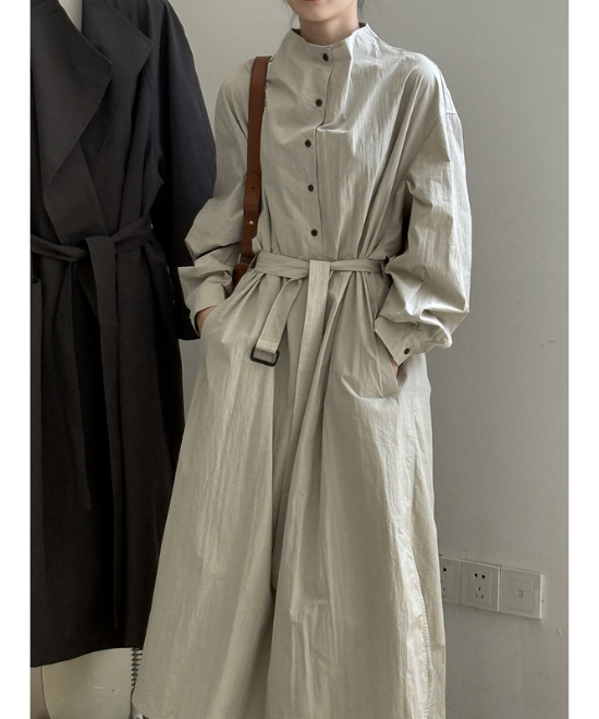 ハイネックボタンヴィンテージシャツワンピース