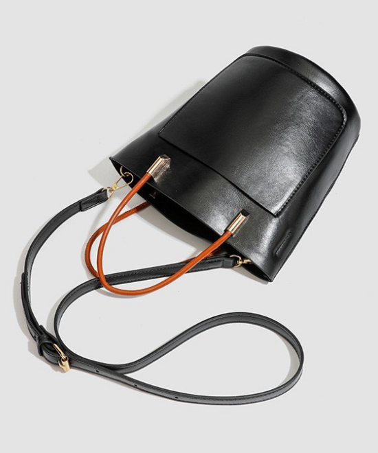 バイカラーハンドルバケットバッグ