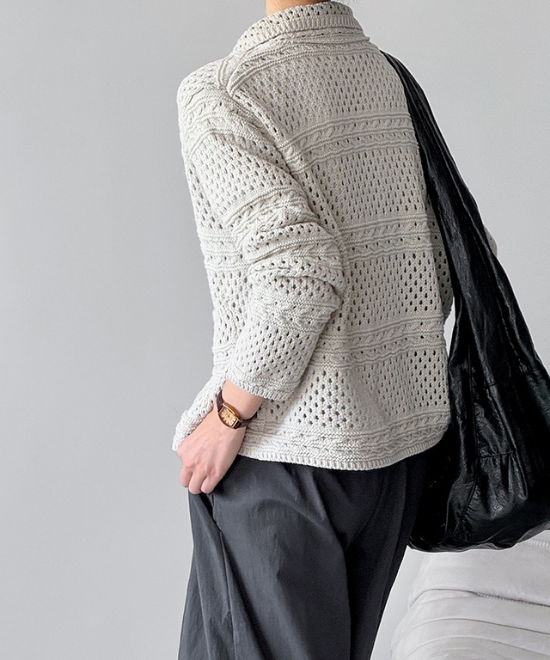 カギ編みニットルーズカーディガン