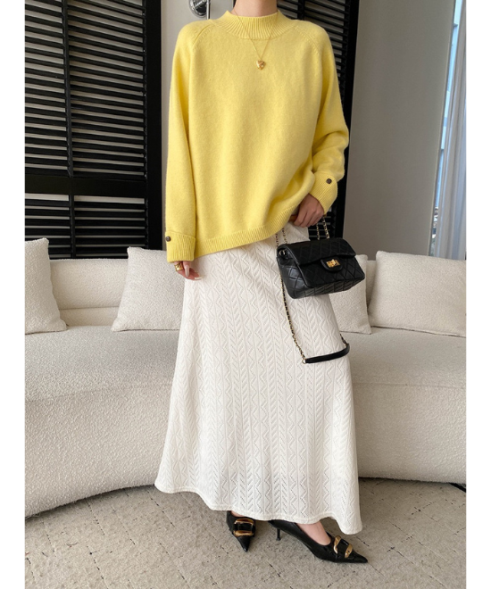 レース編みハイウエストロングスカート