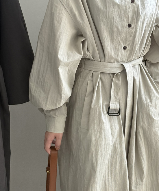 ハイネックボタンヴィンテージシャツワンピース