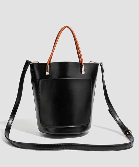 バイカラーハンドルバケットバッグ