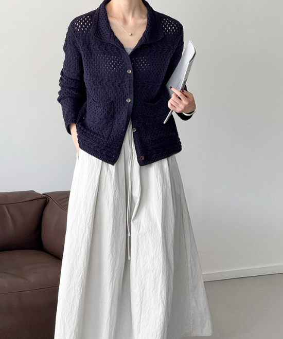 カギ編みニットルーズカーディガン