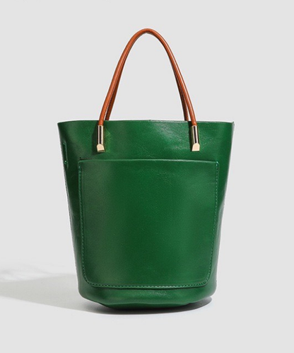 バイカラーハンドルバケットバッグ