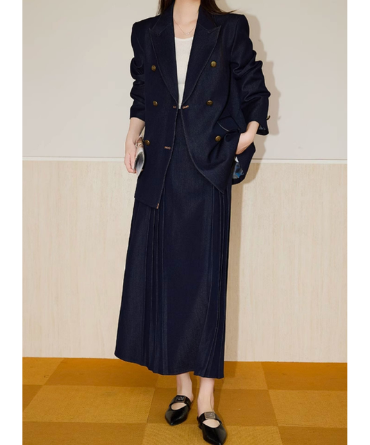 セットアップ対応ドレープデニムスカート