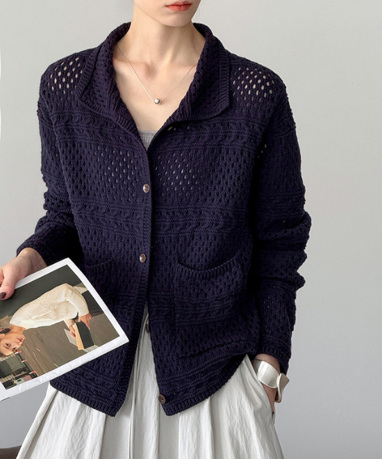 カギ編みニットルーズカーディガン