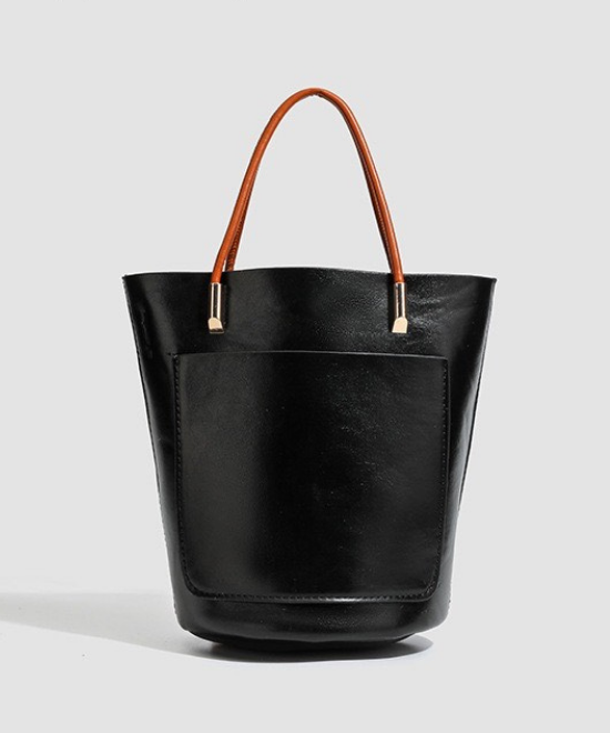 バイカラーハンドルバケットバッグ