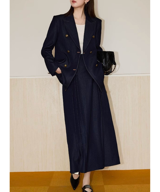 セットアップ対応ドレープデニムスカート