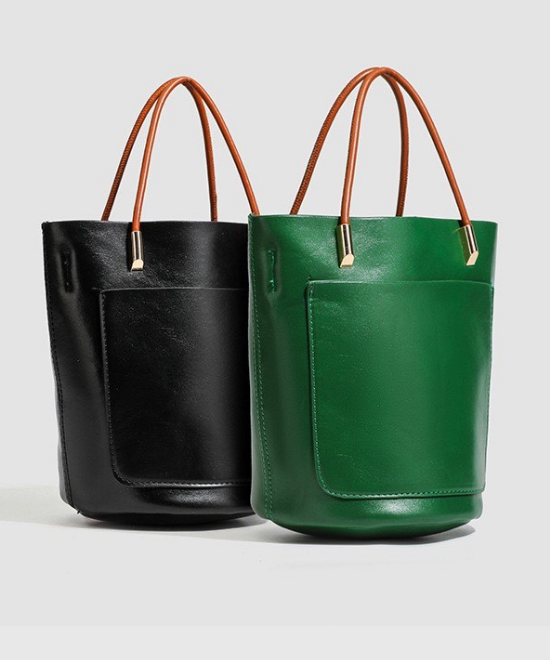 バイカラーハンドルバケットバッグ