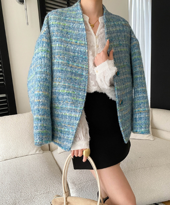 オーバーサイズウールツイードジャケット