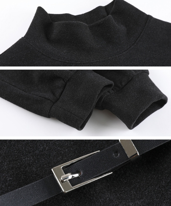 セミタートルネックニットワンピース