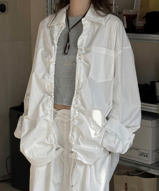 ドローストリングオーバーシャツ