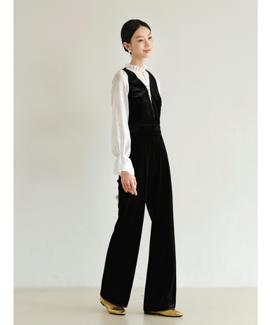 ベルベットフェイクツーピースジャンプスーツ