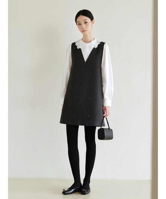 レースカラーホワイトシャツ