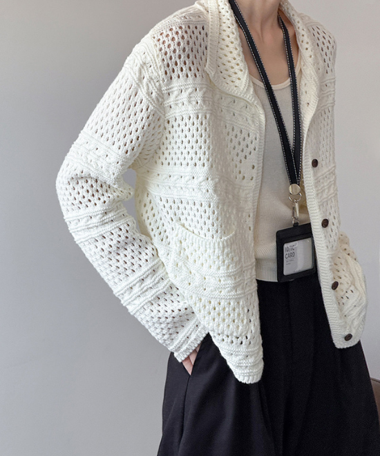 カギ編みニットルーズカーディガン