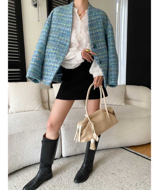 オーバーサイズウールツイードジャケット