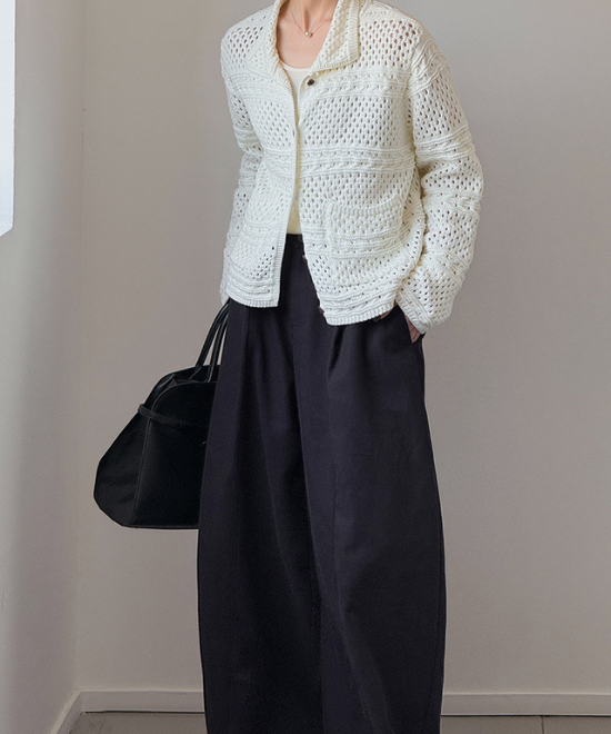カギ編みニットルーズカーディガン