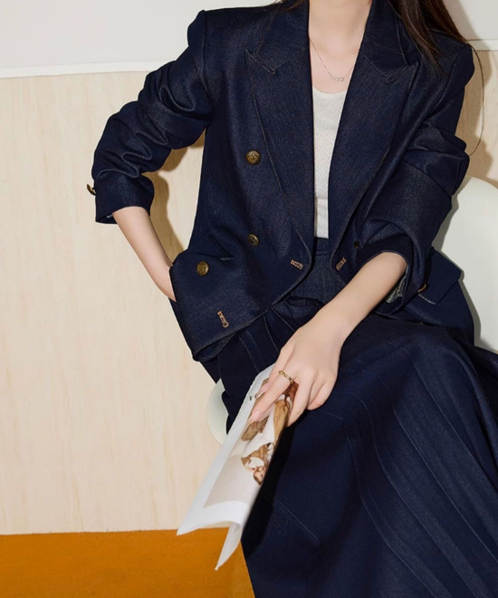 セットアップ対応ダブルツイストデニムジャケット