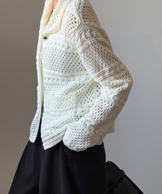 カギ編みニットルーズカーディガン