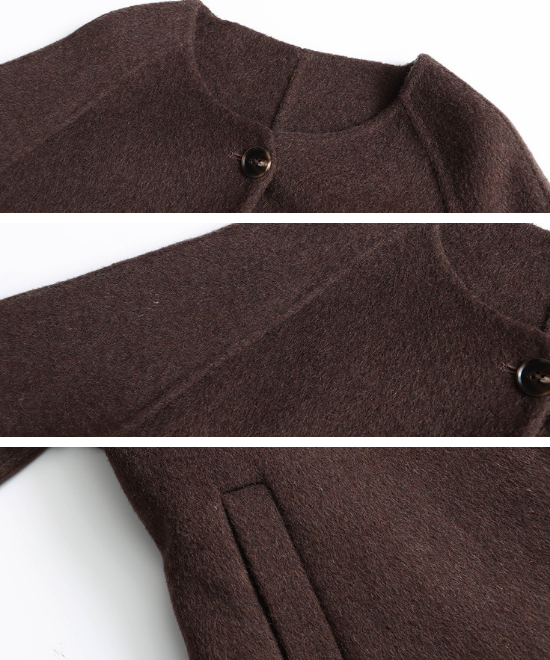 コントラスト刺繍ストールセットウールロングコート